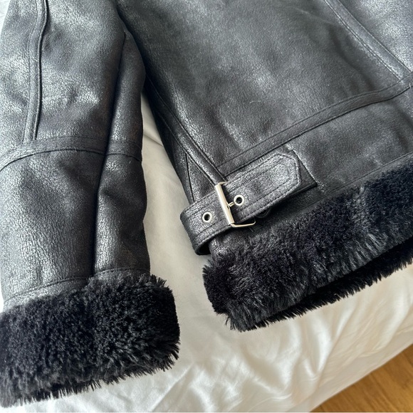 ASOS Back Faux Fur Biker Jacket Size 10 UK/ 6 US MED - Picture 7 of 8